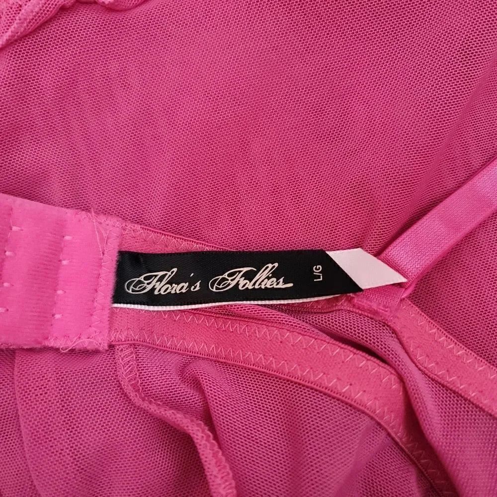 NEW Vintage Flora Follies 2PC Balconette Babydoll Chemise Nightie & Thong Size L - Picture 11 of 13